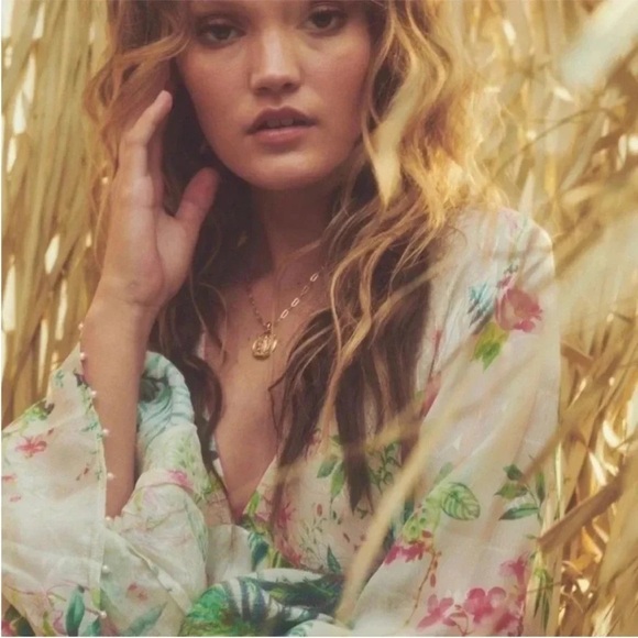 Hemant & Nandita botanical shimmer Zaina ruffle tiered mini dress - Picture 2 of 15